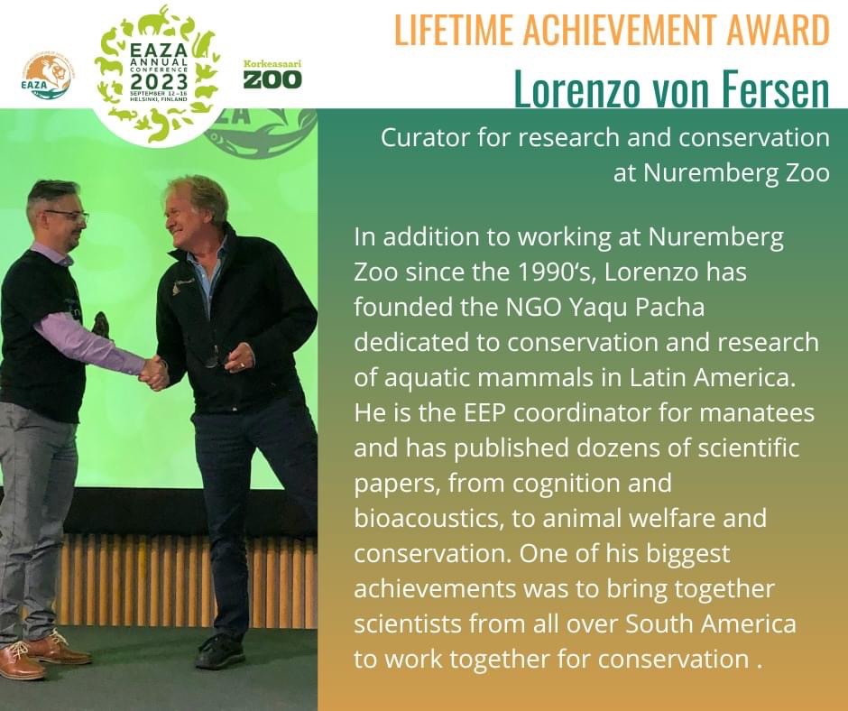 Lifetime Achievement Award EAZA Dr. Lorenzo von Fersen